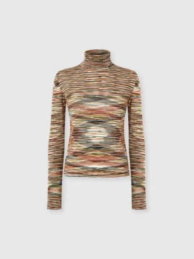 MISSONI MISSONI HIGH-NECK SWEATER IN FLAME SMOOTH KNIT