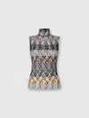 Missoni High-neck Top In Striped Embroidered Lace In Multi