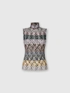 Missoni Mock-neck Stripe Embroidered Sleeveless Top In Multi
