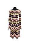 Missoni High-necked Midi Dress With Greek Zigzag Motif In Blue Multicoloured