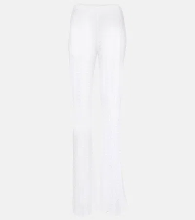 Missoni High-rise Open-knit Flared Trousers In White