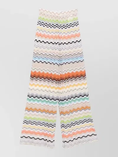 Missoni High Rise Zigzag Knit Palazzo Pants In Multi