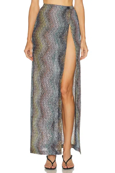 Missoni High Slit Long Skirt In Multi