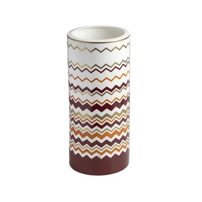 Missoni High Vase Iconic In Brown;white;orange