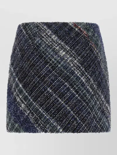 Missoni High Waisted Check Wool Midi Skirt In Gray