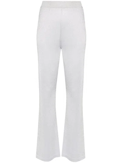 Missoni High-waisted Flared Trousers In Silver Lurex Knit For Women In Gray
