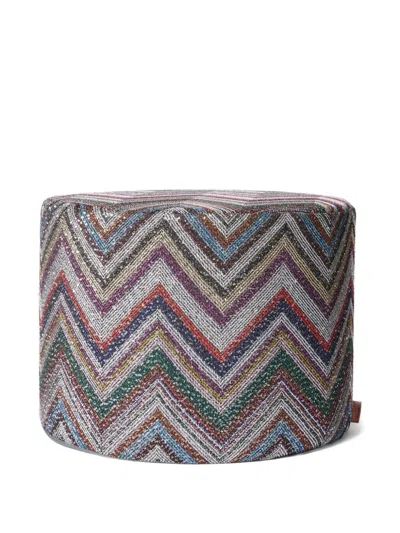 Missoni Holiday Zig-zag Glitter Cylinder Pouf In White