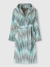 Missoni Arpeggio Striped Cotton-terry Hooded Robe In Blue