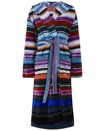 Missoni Home Cesar Hooded Bathrobe In Blue