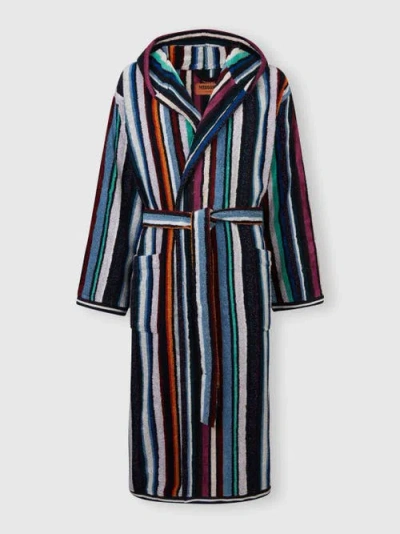 Missoni Home Chandler Cotton Terry Bathrobe With Lurex In Blue