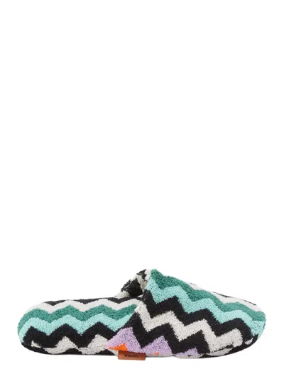 Missoni Home Chevron-knit Fabric Slippers In Multicolor