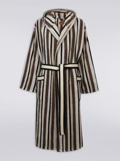 Missoni Home Craig Striped Cotton Terry Bathrobe In Black & White