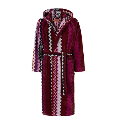 Missoni Home Giacomo Hooded Bathrobe In Red