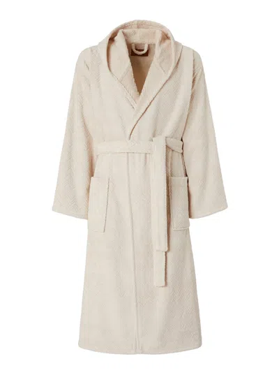 Missoni Home Hooded Cotton Bathrobe In Neutral
