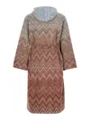 Missoni 지그재그 모티프 후드 이브닝 드레스 In Brown