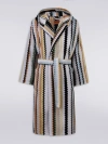 Missoni Home Long Curt Chevron Cotton Terry Hooded Bathrobe In Black