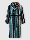 Missoni Long Curt Chevron Cotton Terry Hooded Bathrobe In Multicoloured
