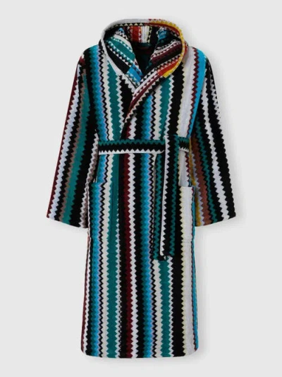 MISSONI MISSONI HOME LONG CURT CHEVRON COTTON TERRY HOODED BATHROBE