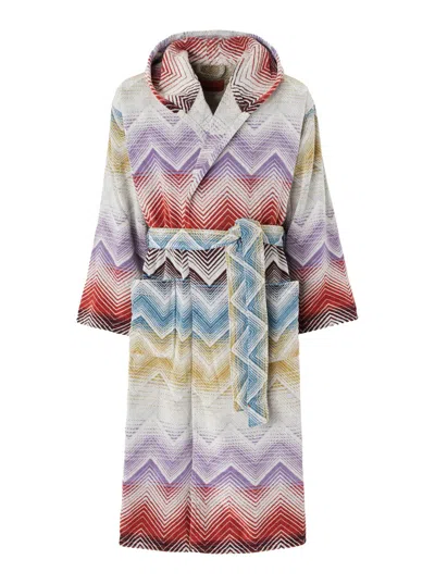 Missoni Home Marea Zigzag Cotton Hooded Bathrobe With Belt In Multi