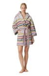 Missoni Home Moonshadow Short Cotton Terry Bathrobe With Lurex In Multicoloured
