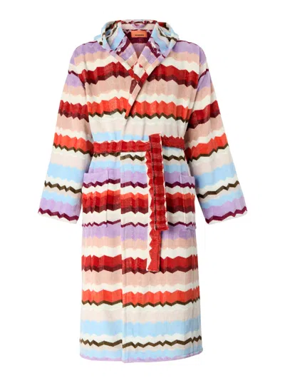 Missoni Home Multicolored Hooded Bathrobe With Long Sleeves