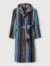 Missoni Home Neoclassic Bathrobe In Cotton Terry With Zigzag Pattern In Black