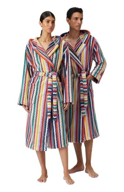 Missoni Home Riverbero Bathrobe In Cotton Terry With Zigzag Pattern In Multicoloured