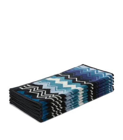 Missoni Home Set Of 6 Giacomo Facecloths In Blue