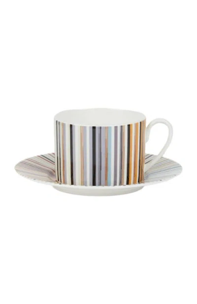 Missoni Home Stripes Jenkins Set Of 2 Tea Cups & Saucers In White