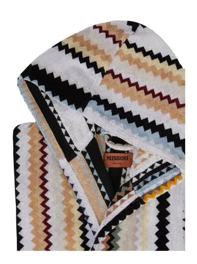 Missoni Home Tech Fabric Jacquard Hooded Bathrobe In Multi