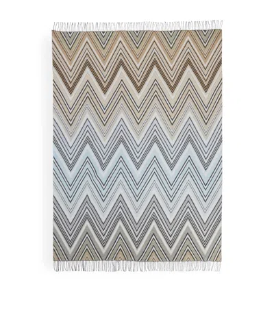 Missoni Home Wool-blend Plume Throw In Blue