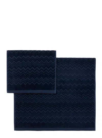 Missoni Home Zigzag Cotton Towel Set In Blue