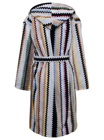 Missoni Home Zig-zag Jacquard Cotton Bathrobe In Multi