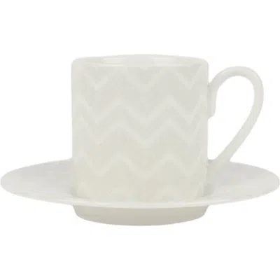 Missoni Home Zigzag White Set Of 2 Coffee Cups & Saucers