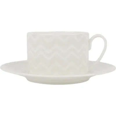 Missoni Home Zigzag White Set Of 2 Tea Cups & Saucers