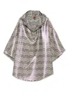 Missoni Hood Chevron-pattern Cape In Green