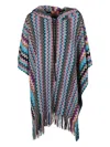 Missoni Hooded Fringed Poncho In Blue