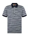 Missoni Space Dyed Striped Cotton Polo Shirt In Blue