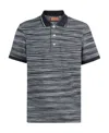 Missoni Space Dyed Striped Cotton Polo Shirt In Gray