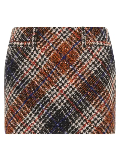 Missoni Houndstooth Wool Blend Mini Skirt In Orange