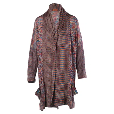 Pre-owned Missoni Iconic Multicolor Draped Knit Cardigan -'90s In Gray