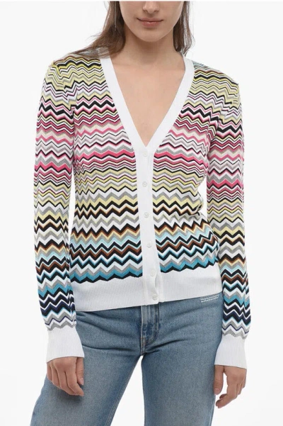 Missoni Iconic Patterned Cotton Blend Cardigan In Multi