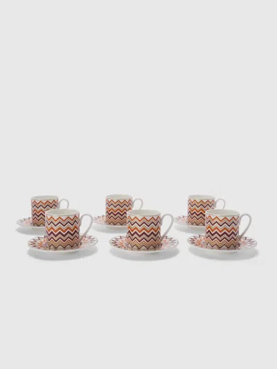 Missoni Iconic Set Of 6 Coffee Cups & Saucers In Multi