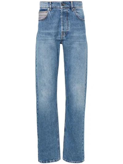 Missoni Indigo Blue Cotton Denim Zigzag Pocket Jeans For Men