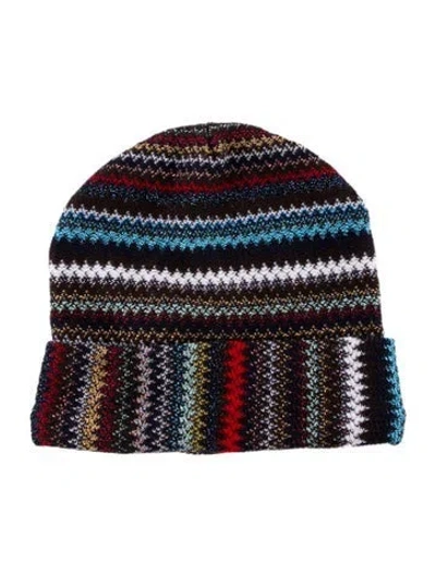 Pre-owned Missoni Intarsia Knit Beanie W/tags In Black