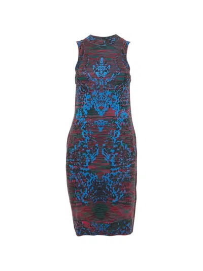 Pre-owned Missoni Intarsia Knit Midi Dress In Blue