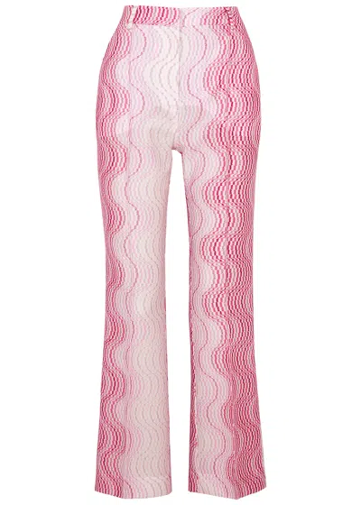 Missoni Intarsia Metallic Fine-knit Trousers In Pink