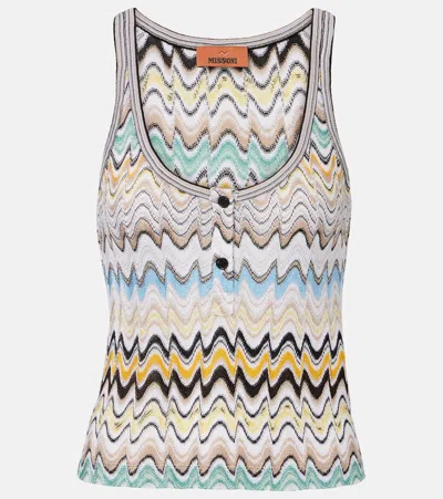 Missoni Chevron Knit Tank Top In Blue