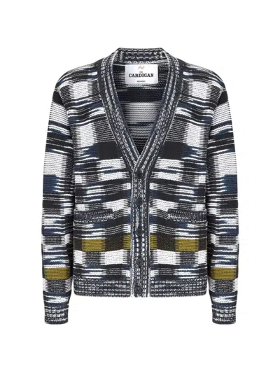 Missoni Intarsia-knit V-neck Cardigan In Blue