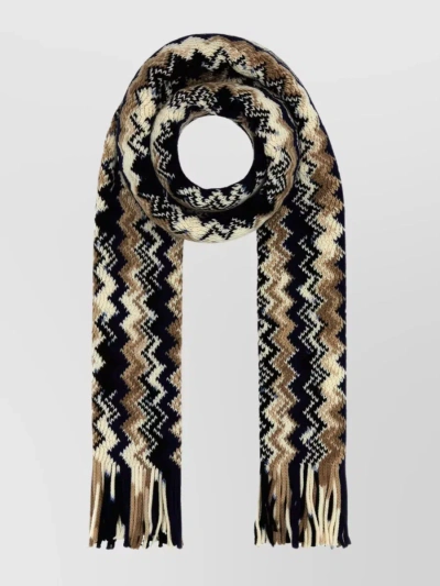 MISSONI INTRICATE EMBROIDERY WOOL SCARF